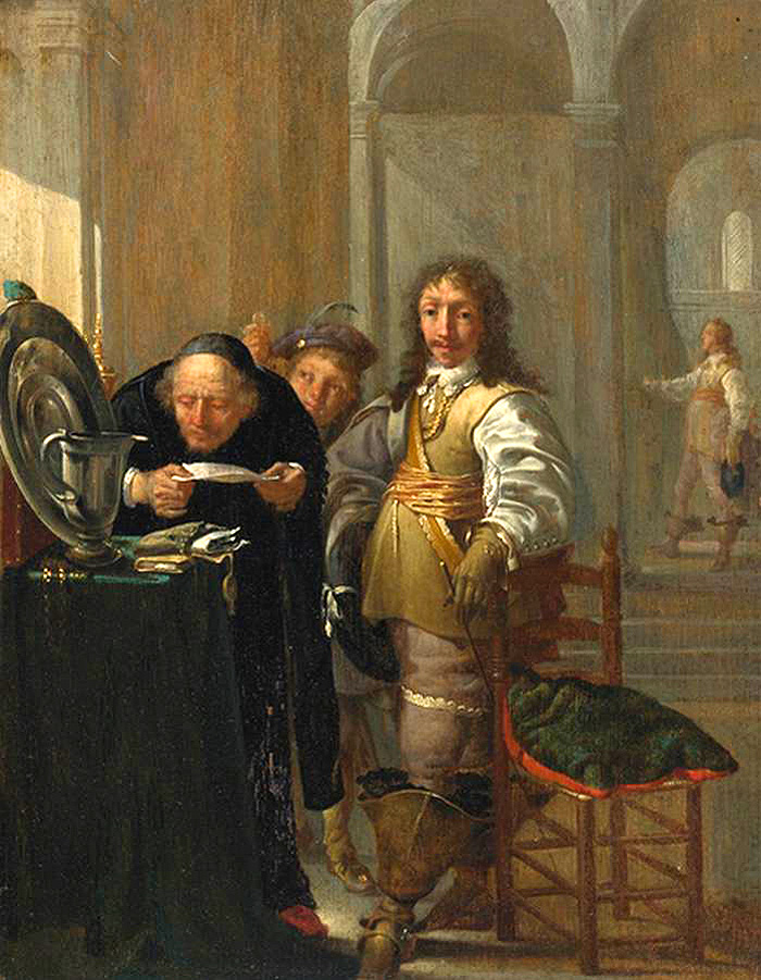 a cavalier selling his good]
